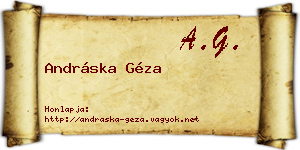 Andráska Géza névjegykártya